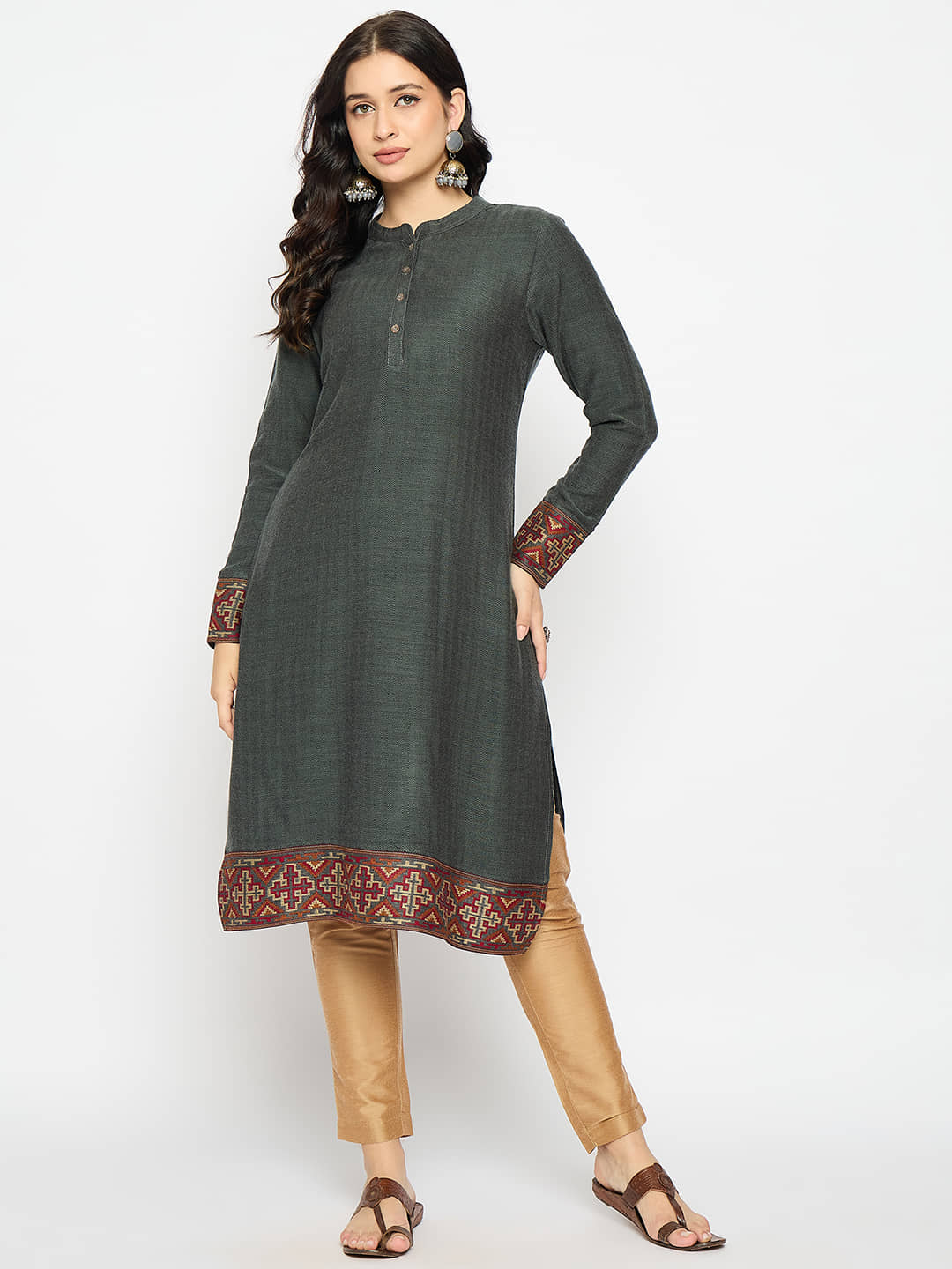 VIAZAA Pack of 1 Cotton Blend Printed A-line Women's Kurti - ( Grey ) - Kurtis, Tunics | Buy online on ZillyBuy