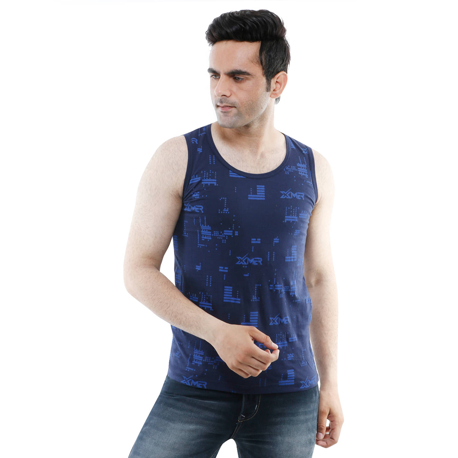     			XMER Pack of 1 Cotton Gym Vest For Men ( Navy )