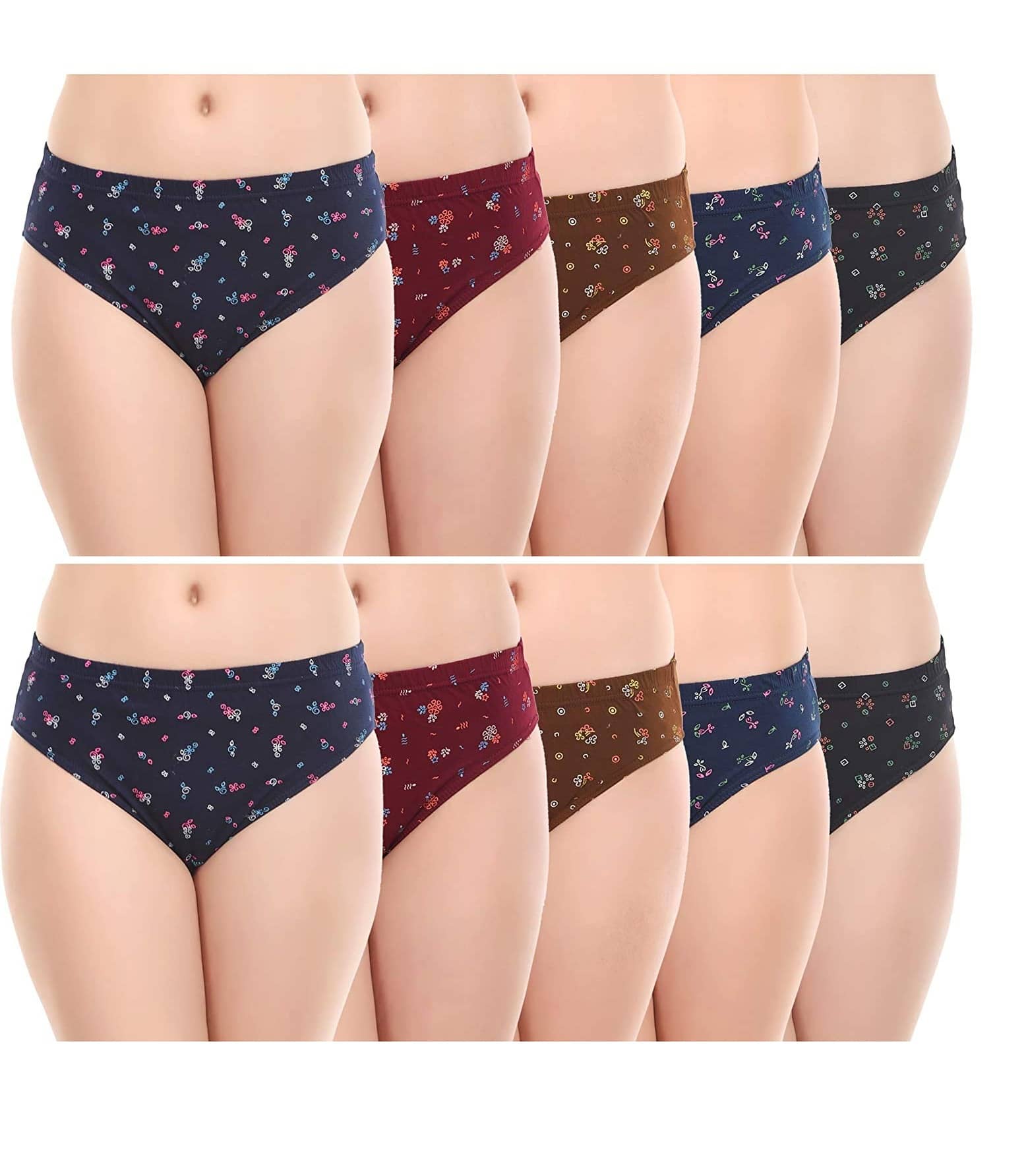 XMER Pack of 10 Cotton Hipster For Women ( Multicolor )