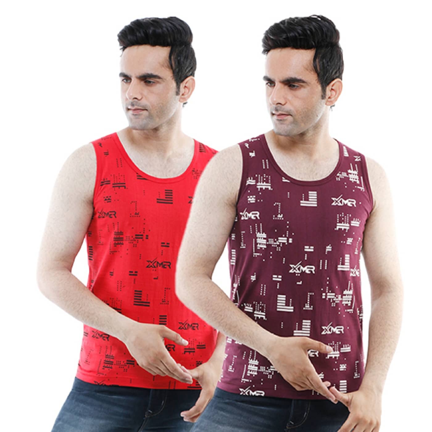 XMER Pack of 2 Cotton Basic Vest For Men ( Multicolor ) - Nightwear & Loungewear | Buy online on ZillyBuy