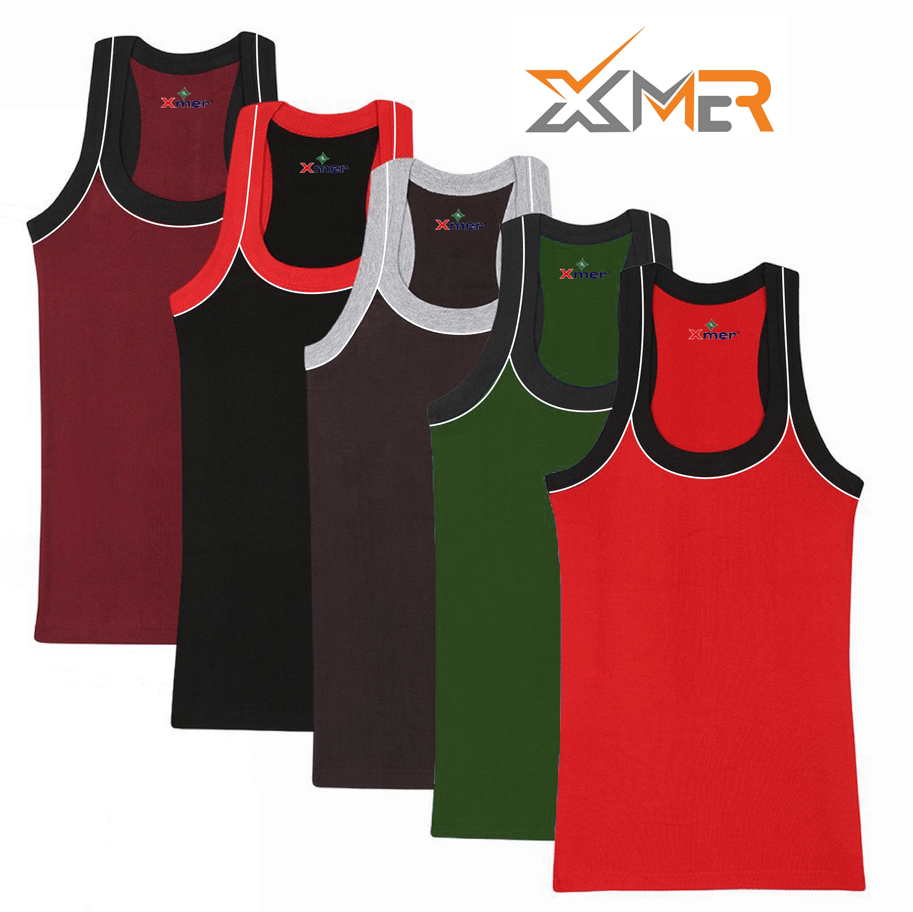 XMER Pack of 5 Boys Cotton Vest ( Multicolor ) - Nightwear & Loungewear | Buy online on ZillyBuy
