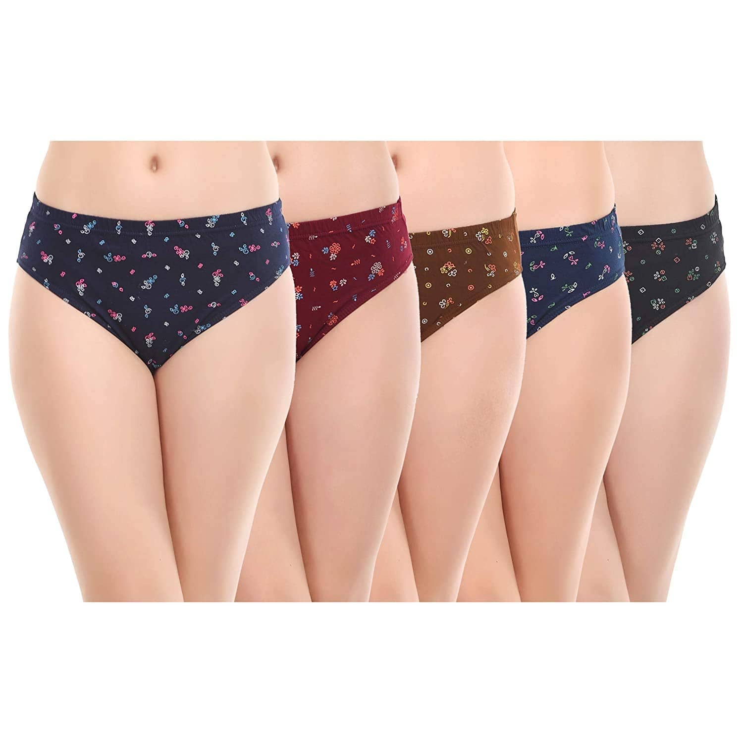XMER Pack of 5 Cotton Hipster For Women ( Multicolor )