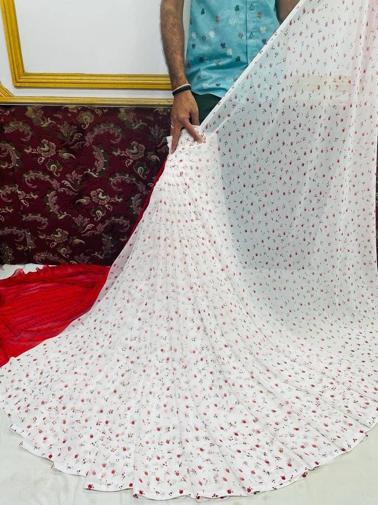 mahalaxmi fab Georgette Applique Saree With Unstitched Blouse Piece ( Red ) mahalaxmi fab Georgette Applique Saree With Unstitched Blouse Piece ( Red )