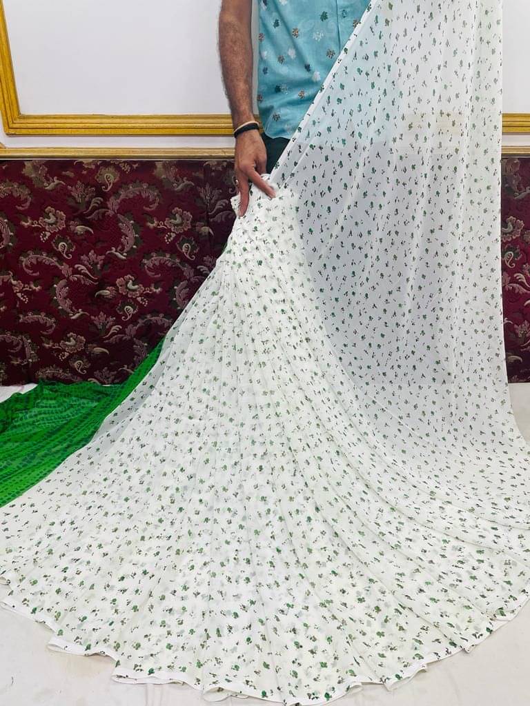 mahalaxmi fab Georgette Applique Saree With Unstitched Blouse Piece ( Green ) mahalaxmi fab Georgette Applique Saree With Unstitched Blouse Piece ( Green )