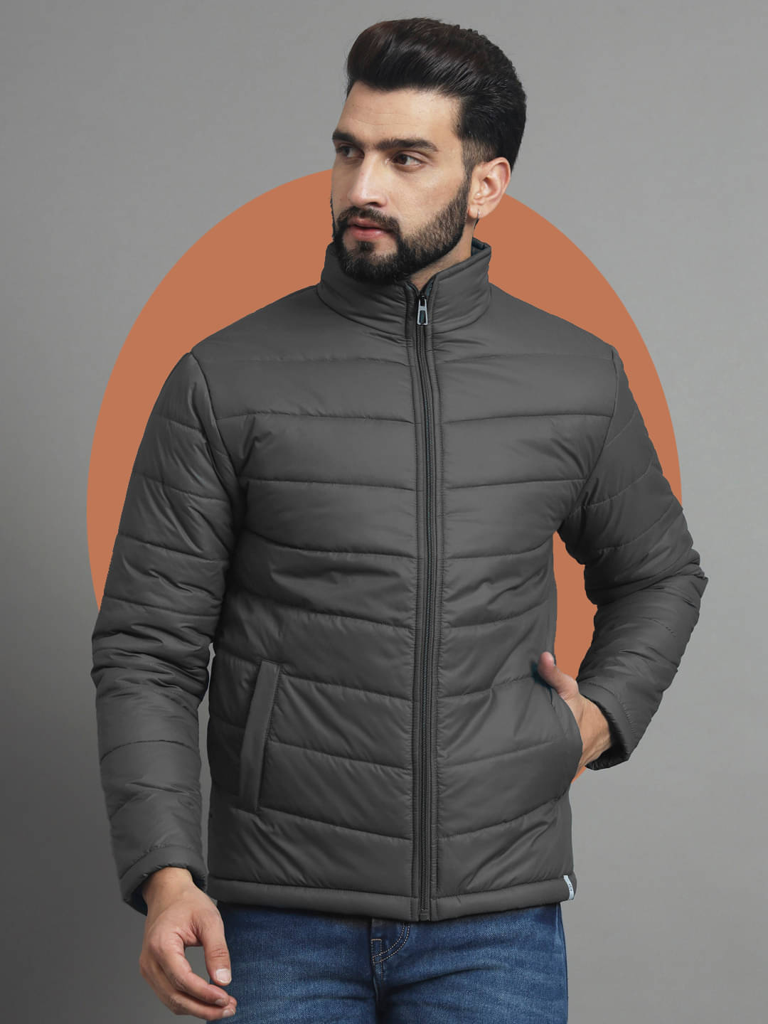 renuovo Polyester Men's Puffer Jacket - Grey ( Pack of 1 )     			renuovo Polyester Men's Puffer Jacket - Grey ( Pack of 1 )