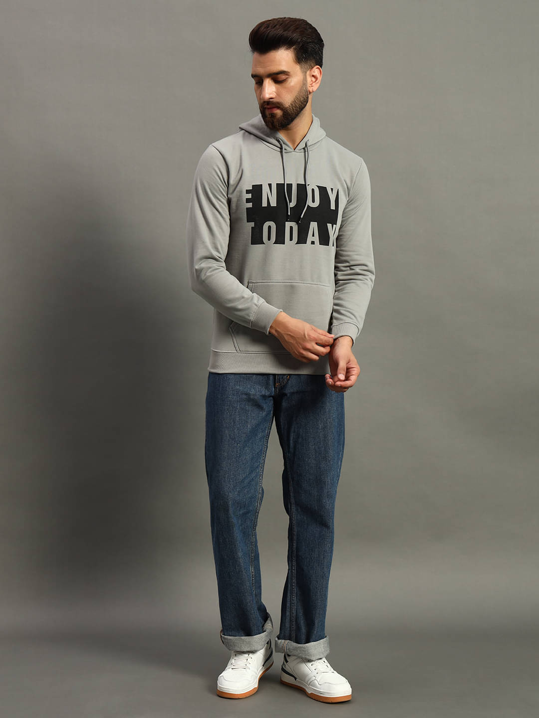 AIN6 Fleece Hooded Men's Sweatshirt - Grey ( Pack of 1 )     			AIN6 Fleece Hooded Men's Sweatshirt - Grey ( Pack of 1 )