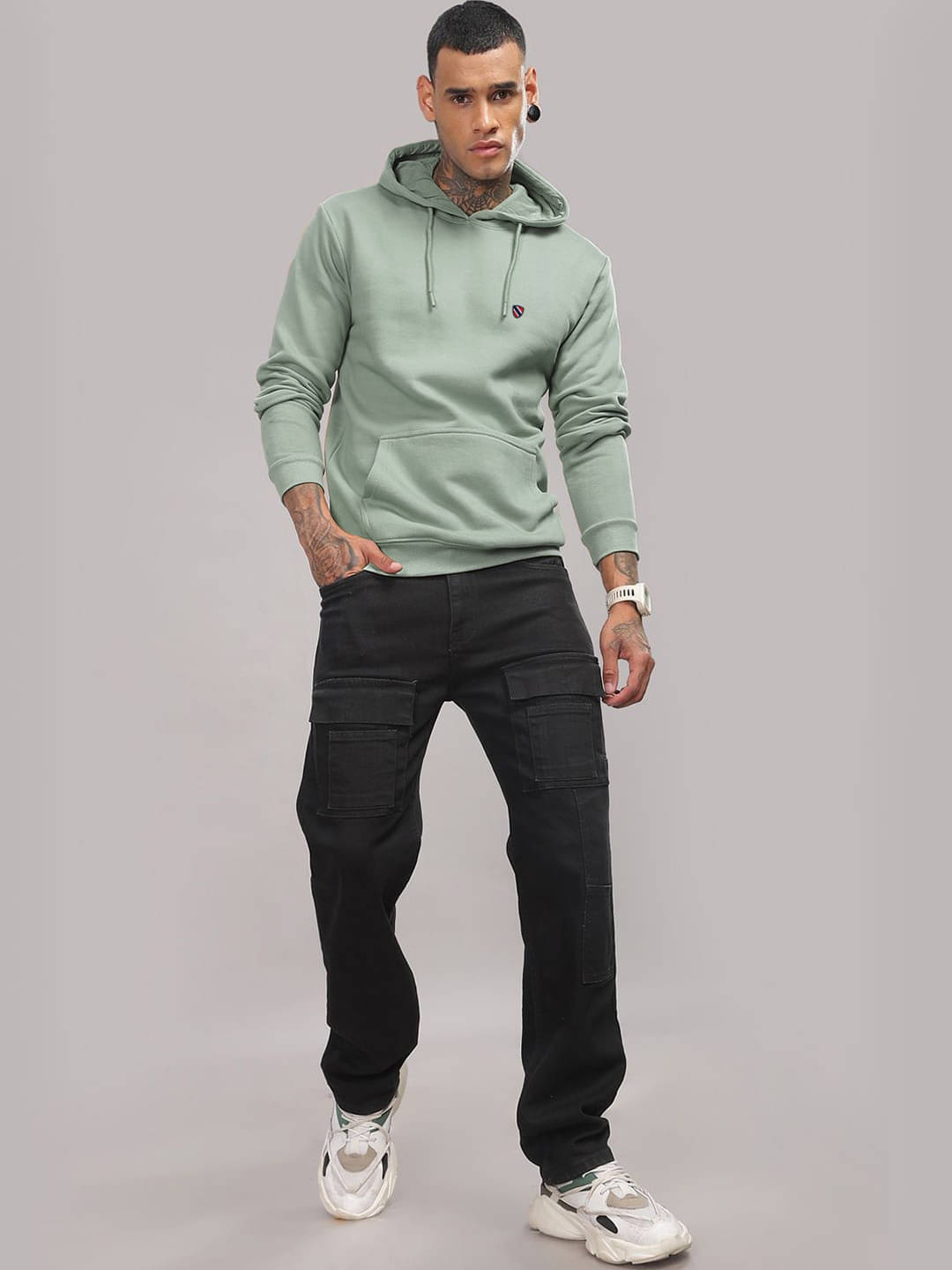 AIN6 Fleece Hooded Men's Sweatshirt - Grey ( Pack of 1 )     			AIN6 Fleece Hooded Men's Sweatshirt - Grey ( Pack of 1 )
