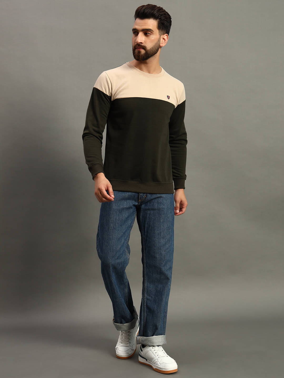 AIN6 Fleece Round Neck Men's Sweatshirt - Beige ( Pack of 1 )     			AIN6 Fleece Round Neck Men's Sweatshirt - Beige ( Pack of 1 )