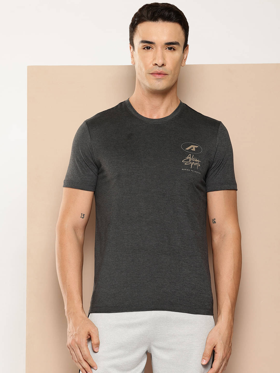 Alcis Charcoal Polyester Slim Fit Men's Sports T-Shirt ( Pack of 1 ) Alcis Charcoal Polyester Slim Fit Men's Sports T-Shirt ( Pack of 1 )