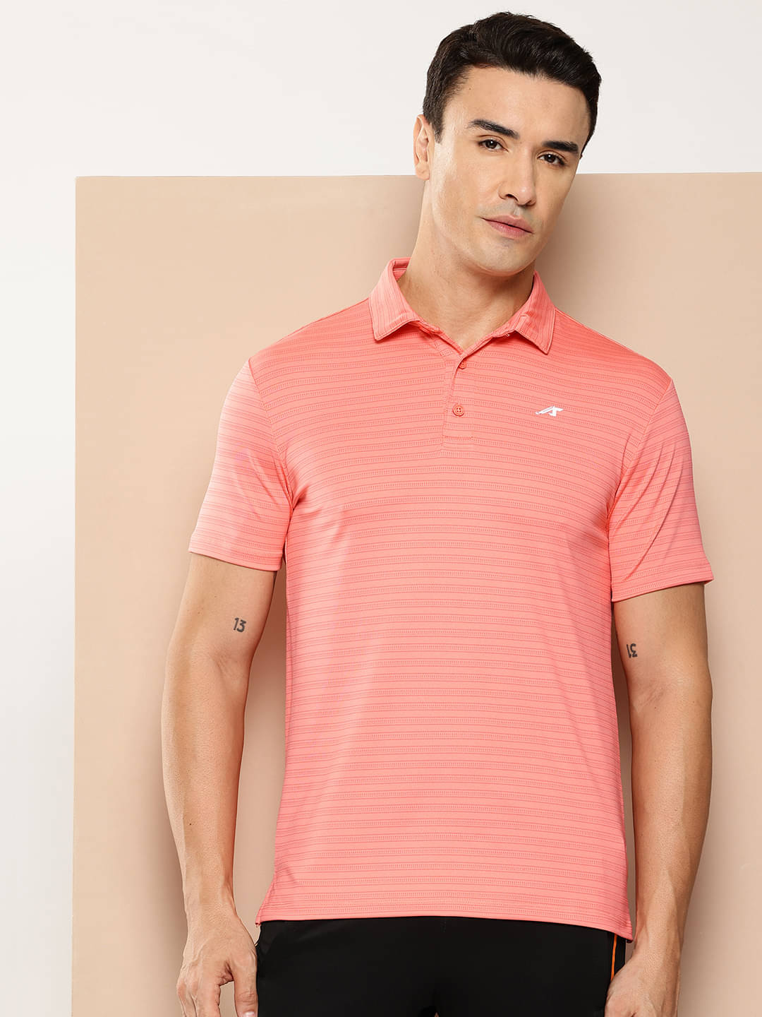     			Alcis Peach Polyester Regular Fit Men's Sports Polo T-Shirt ( Pack of 1 )