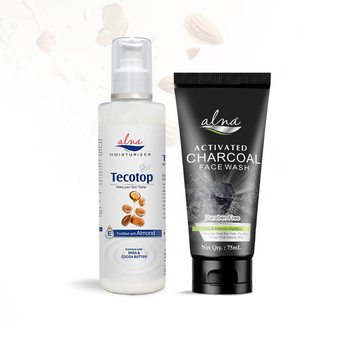     			Alna Tecotop Moisturiser 225ml & Charcoal Face Wash 75ml , Pack of 2