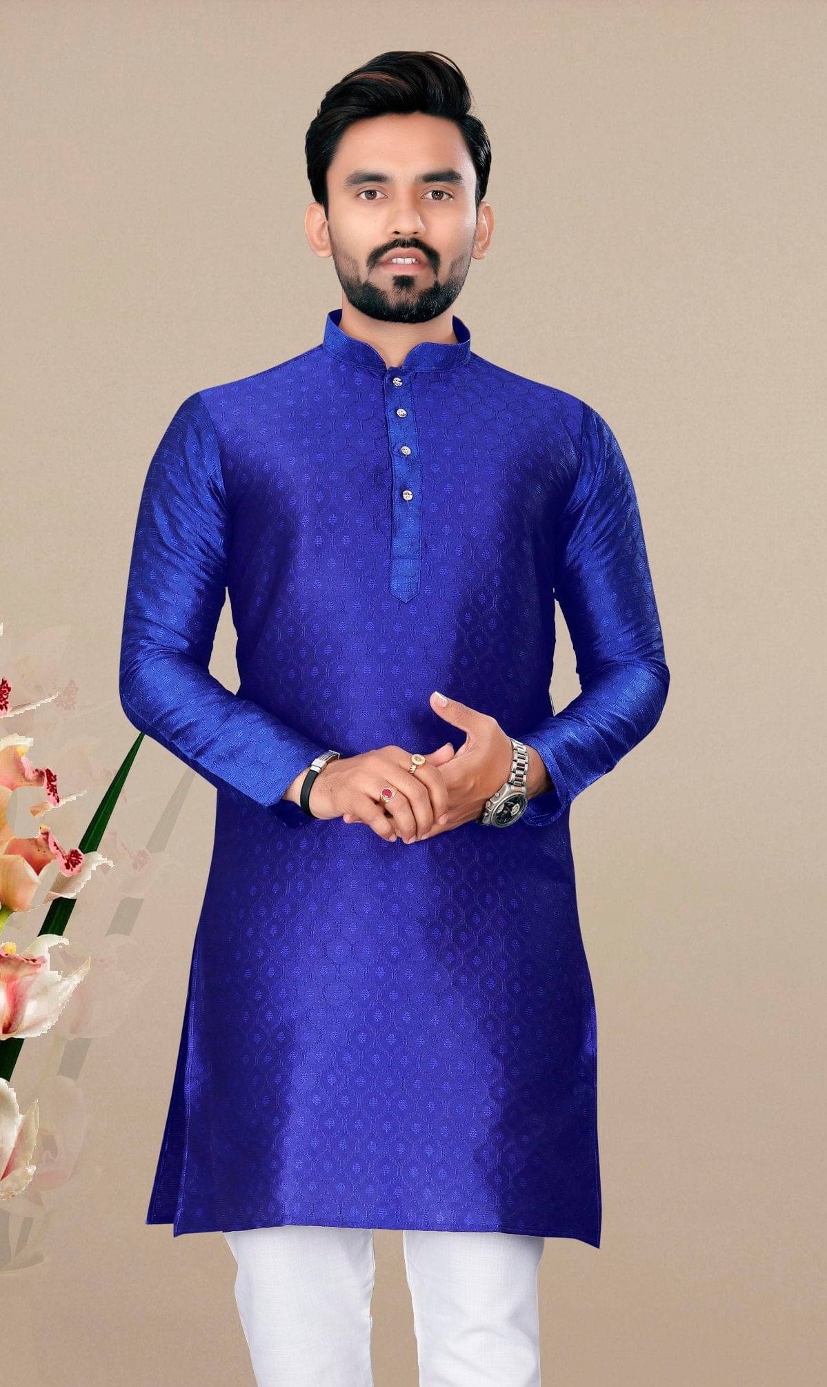 Balaji's Blue Silk Men's Regular Kurta ( Pack of 1 ) Balaji's Blue Silk Men's Regular Kurta ( Pack of 1 )
