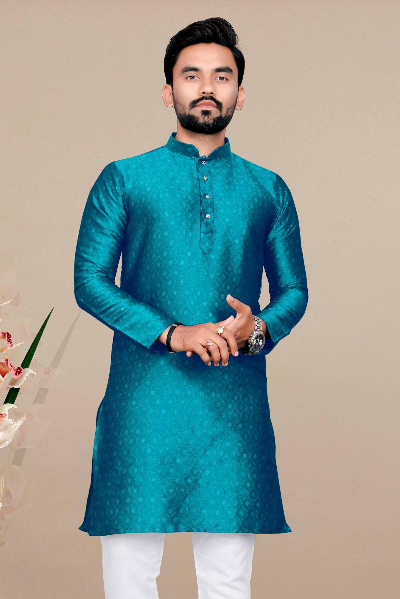 Balaji's Sea Green Silk Men's Regular Kurta ( Pack of 1 ) Balaji's Sea Green Silk Men's Regular Kurta ( Pack of 1 )