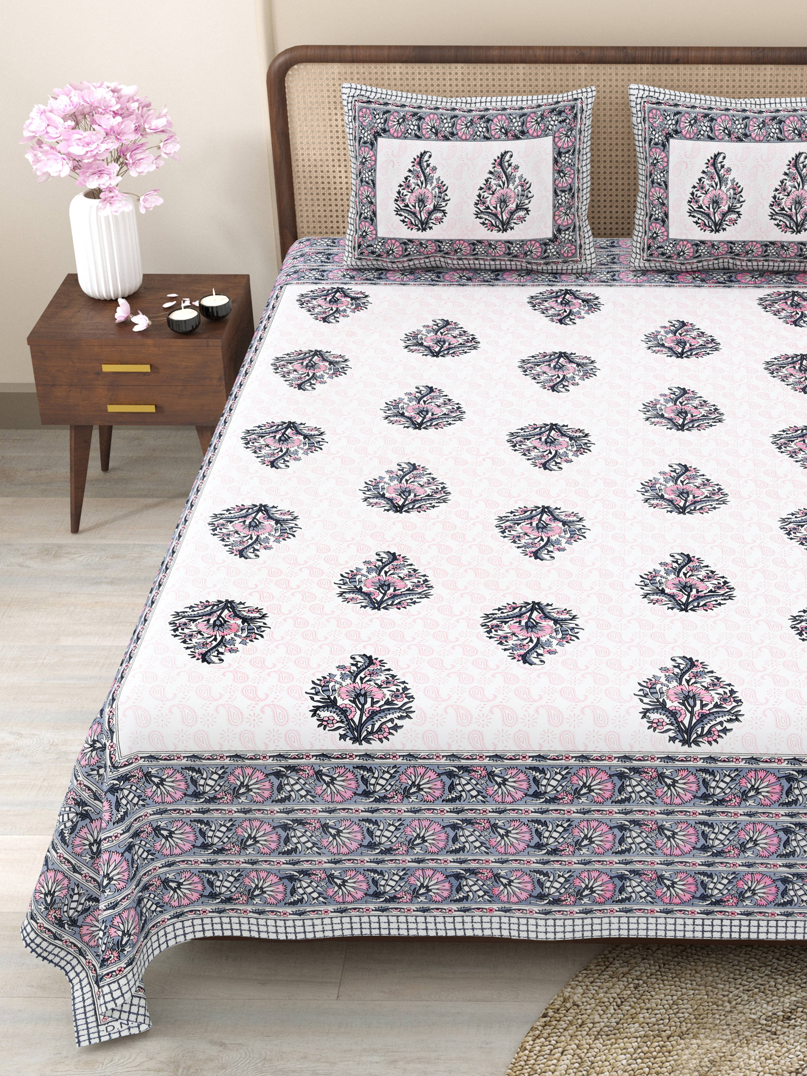     			CLOTHORO Cotton 1 Double King Bedsheet with 2 Pillow Covers ( Multicolor )