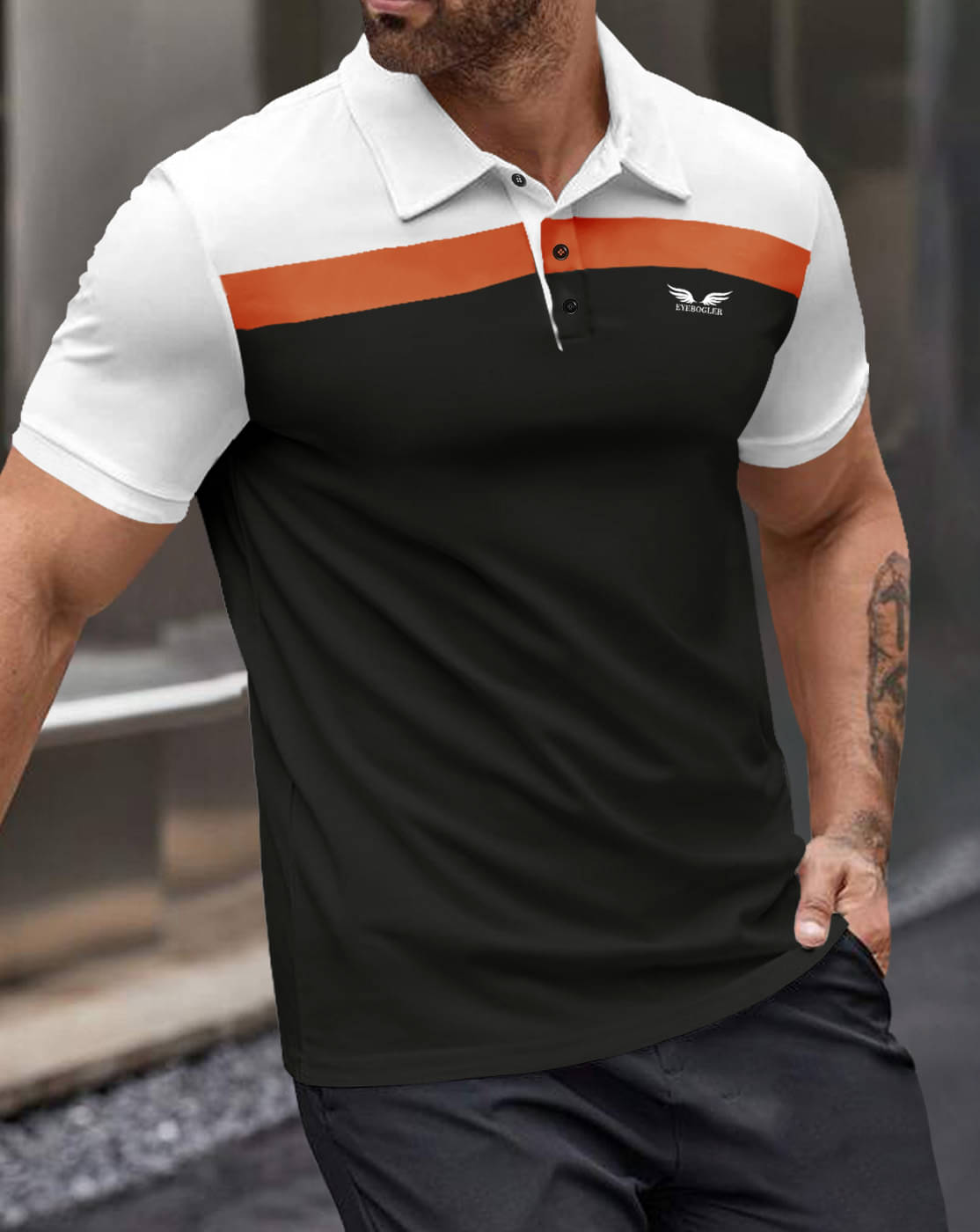     			Eyebogler Pack of 1 Cotton Blend Regular Fit Colorblock Half Sleeves Men's Polo T Shirt ( White )