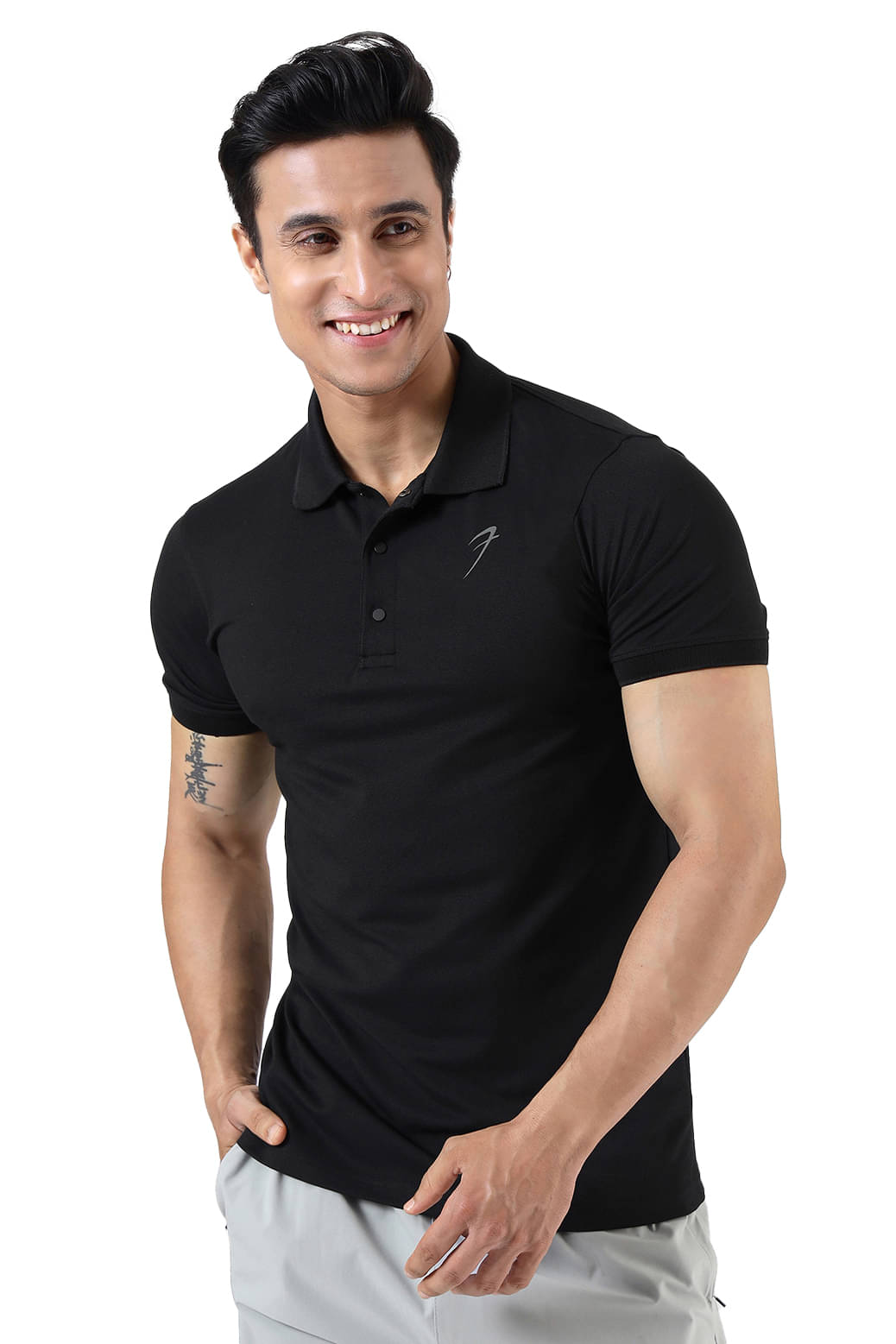 Fuaark Black Cotton Regular Fit Men's Sports Polo T-Shirt ( Pack of 1 ) Fuaark Black Cotton Regular Fit Men's Sports Polo T-Shirt ( Pack of 1 )