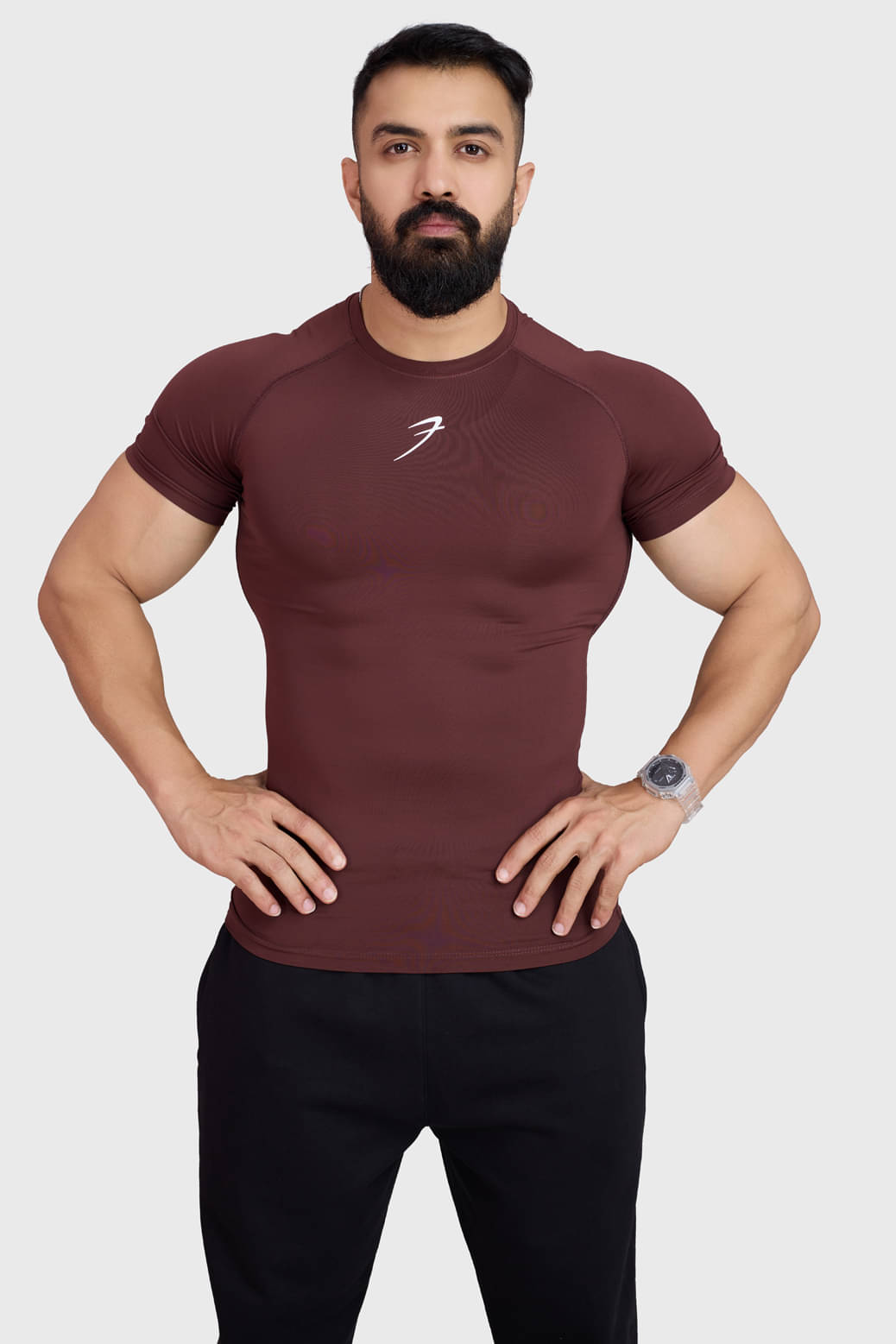 Fuaark Brown Polyester Slim Fit Men's Compression T-Shirt ( Pack of 1 ) Fuaark Brown Polyester Slim Fit Men's Compression T-Shirt ( Pack of 1 )