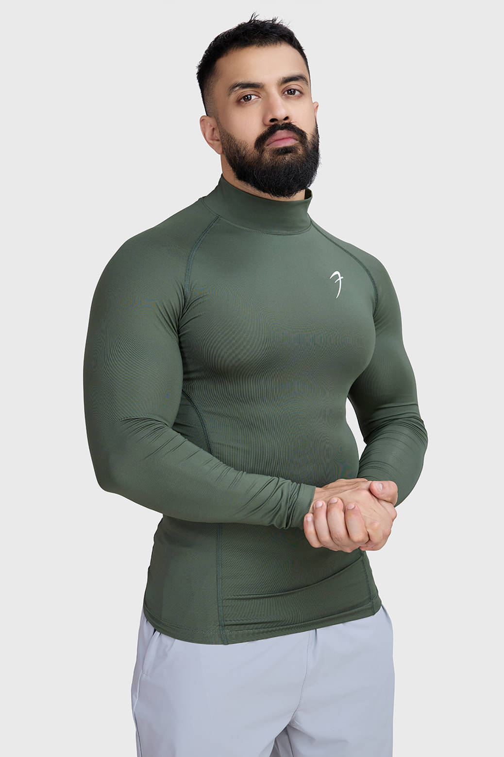     			Fuaark Olive Polyester Slim Fit Men's Compression T-Shirt ( Pack of 1 )