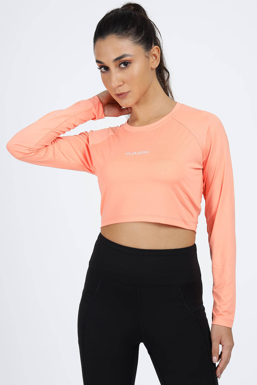     			Fuaark Peach Polyester Croptop - Single