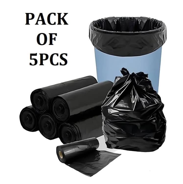     			Garbage Bags Medium Size for Dustbin/Trash |19 x 21 inches Black, For Dry & Wet Waste|30 bags/roll ( 5  roll)