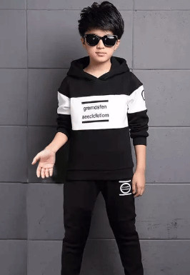     			Gudpig Pack of 1 Boys Cotton Blend Sweatshirt & Trackpant Set ( Black )