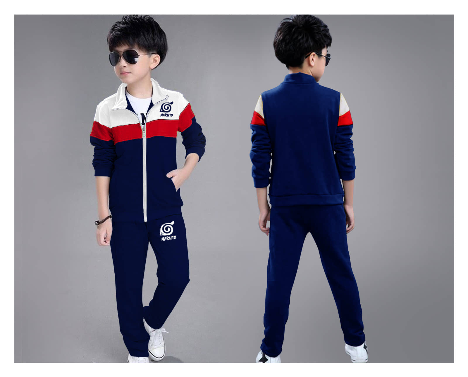 Gudpig Pack of 1 Boys Cotton Blend Sweatshirt & Trackpant Set ( Blue )