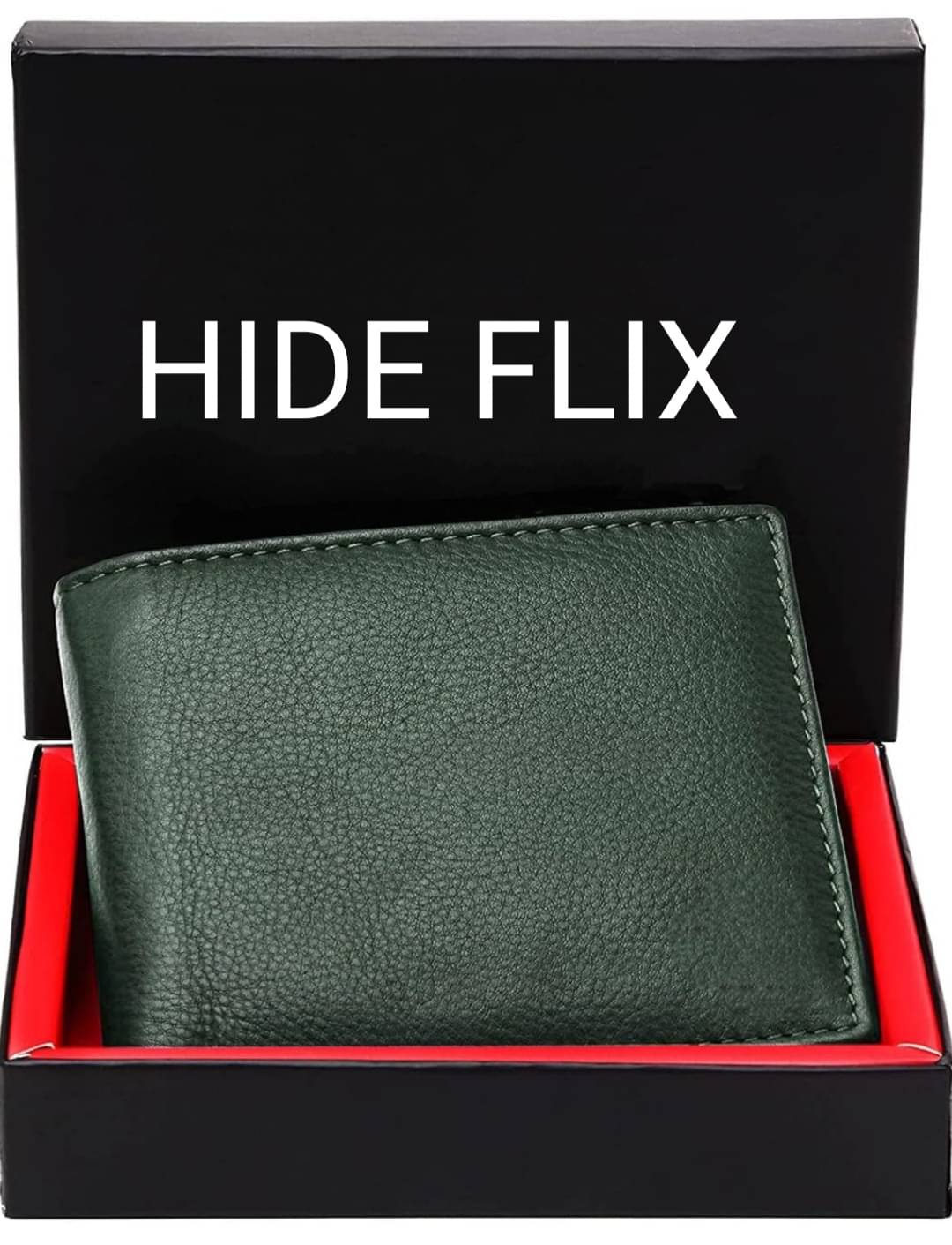     			HIDEFLIX Green Leather Men's Regular Wallet,RFID Wallet ( Pack of 1 )