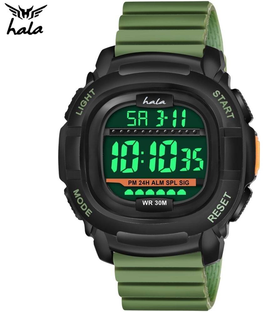     			Hala Green Silicon Digital Men's Watch