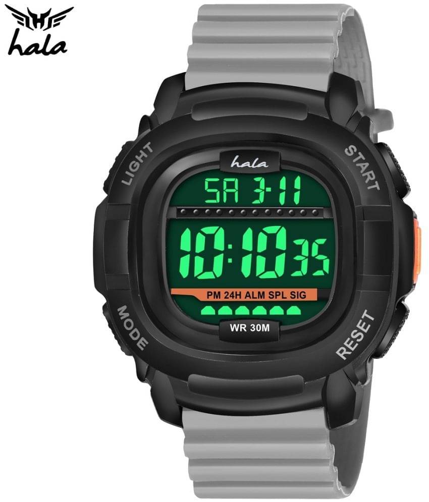     			Hala Light Grey Silicon Digital Men's Watch
