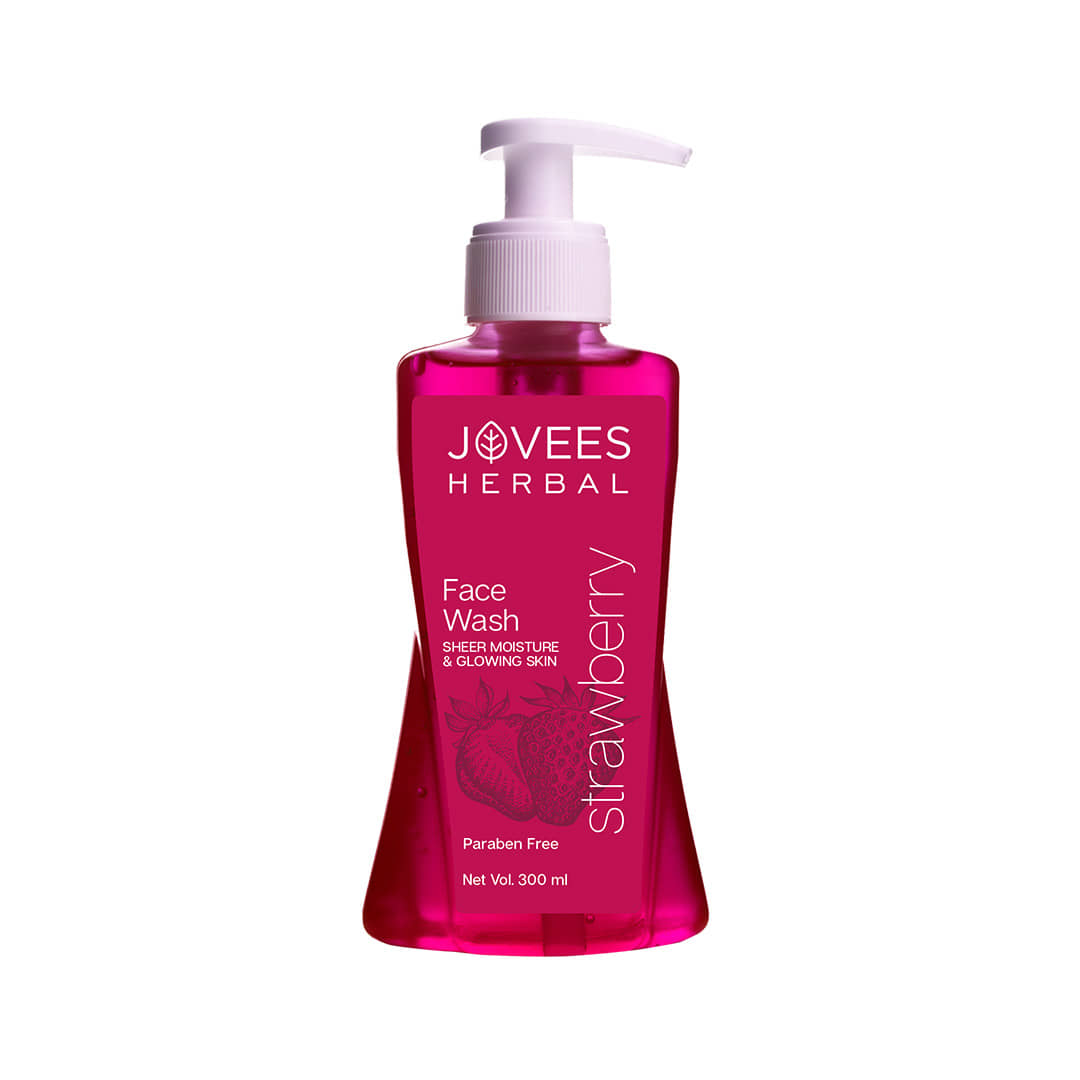 Jovees Herbal Strawberry Face Wash For Normal to Dry Skin For Glowing & Hydrating 300ml, (Pack of 1)