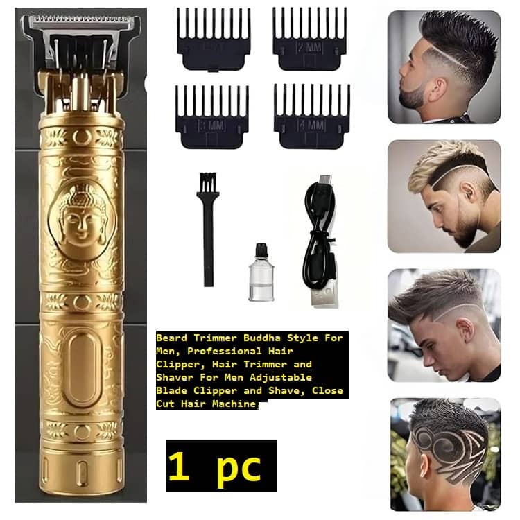 Multi Deal Hair Trimmer Gold Cordless Beard Trimmer With 60 minutes Runtime