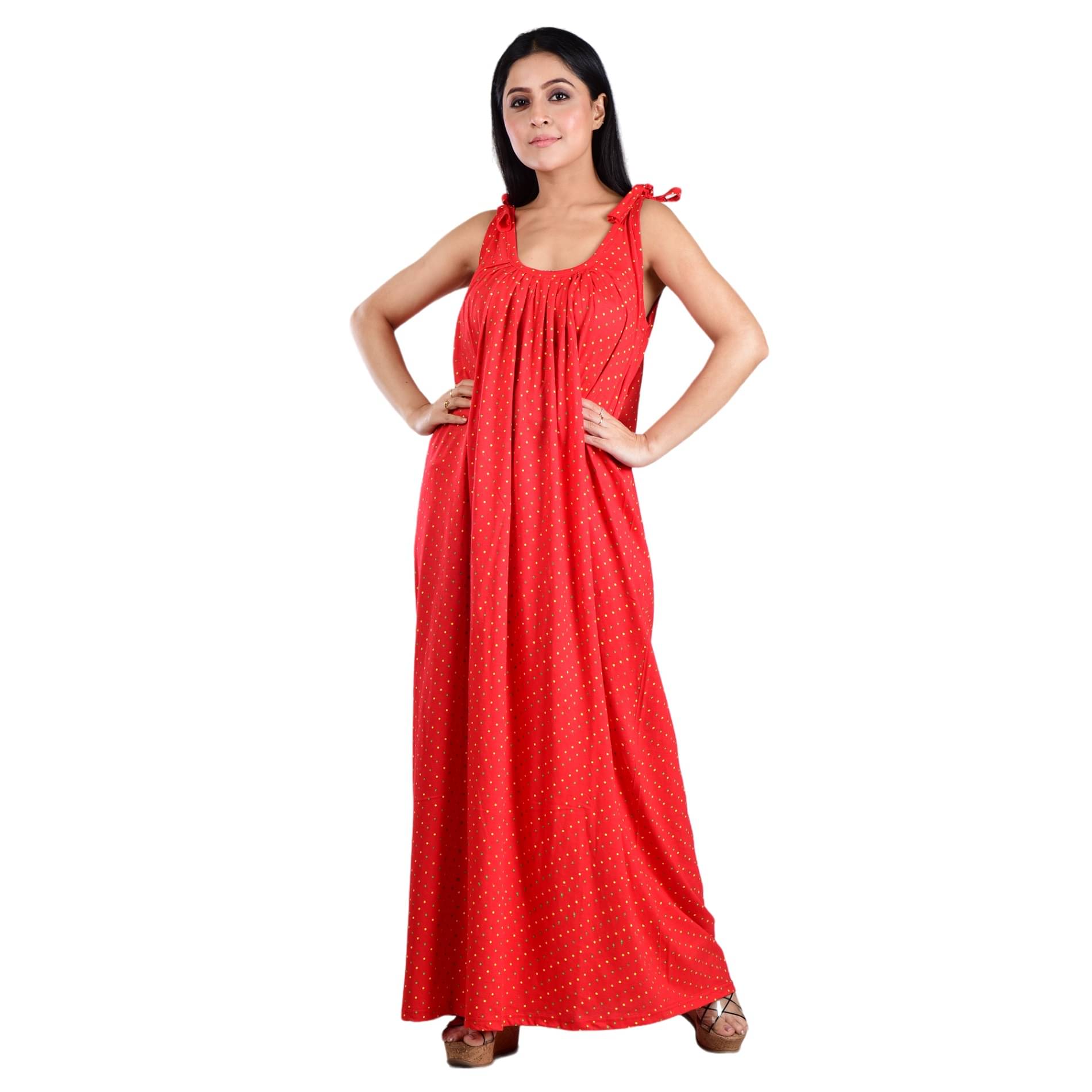 PIYALI'S CREATION WOMEN'S Red Hosiery Women's Nightwear Nighty & Night Gowns ( Pack of 1 ) PIYALI'S CREATION WOMEN'S Red Hosiery Women's Nightwear Nighty & Night Gowns ( Pack of 1 )