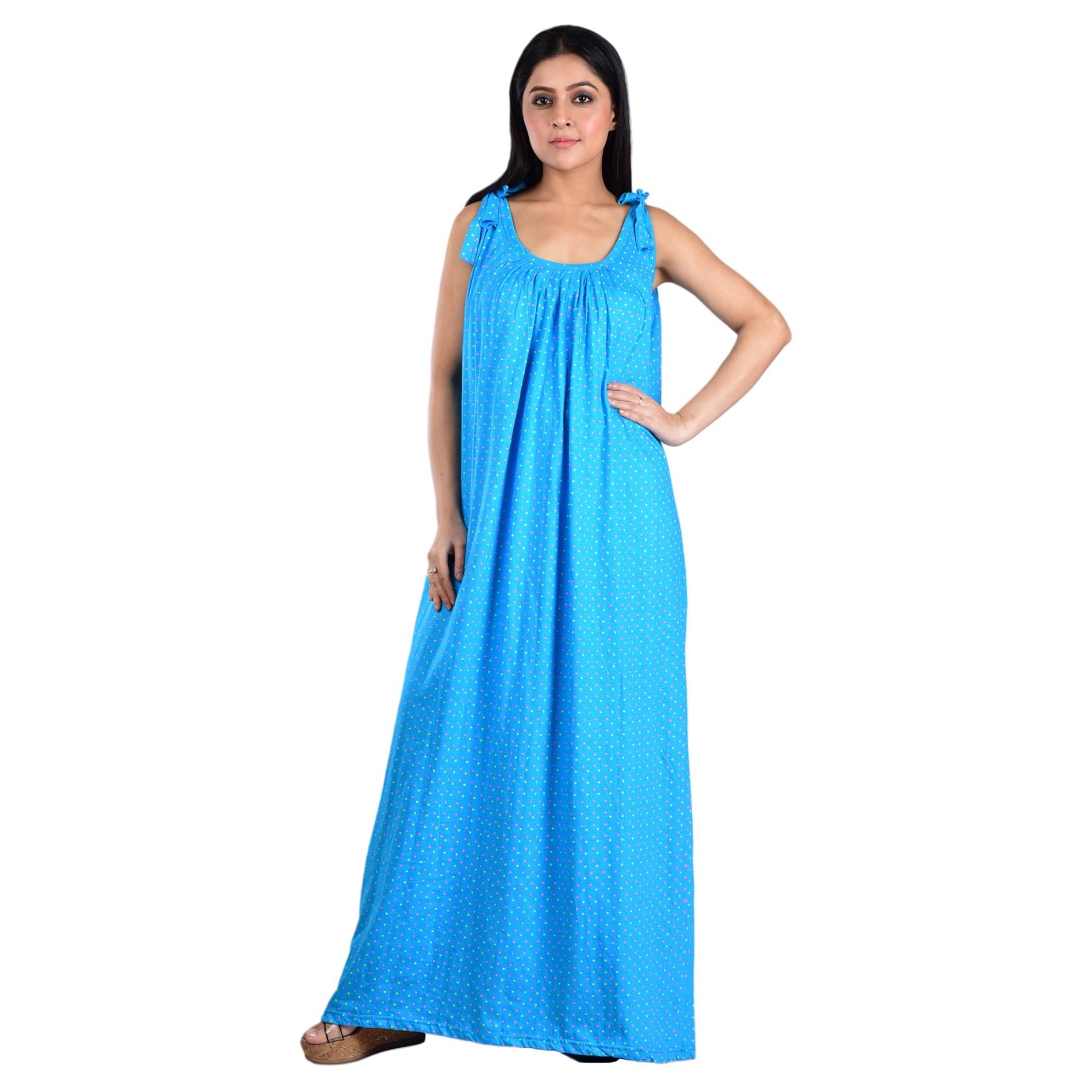 PIYALI'S CREATION WOMEN'S Blue Hosiery Women's Nightwear Nighty & Night Gowns ( Pack of 1 )     			PIYALI'S CREATION WOMEN'S Blue Hosiery Women's Nightwear Nighty & Night Gowns ( Pack of 1 )