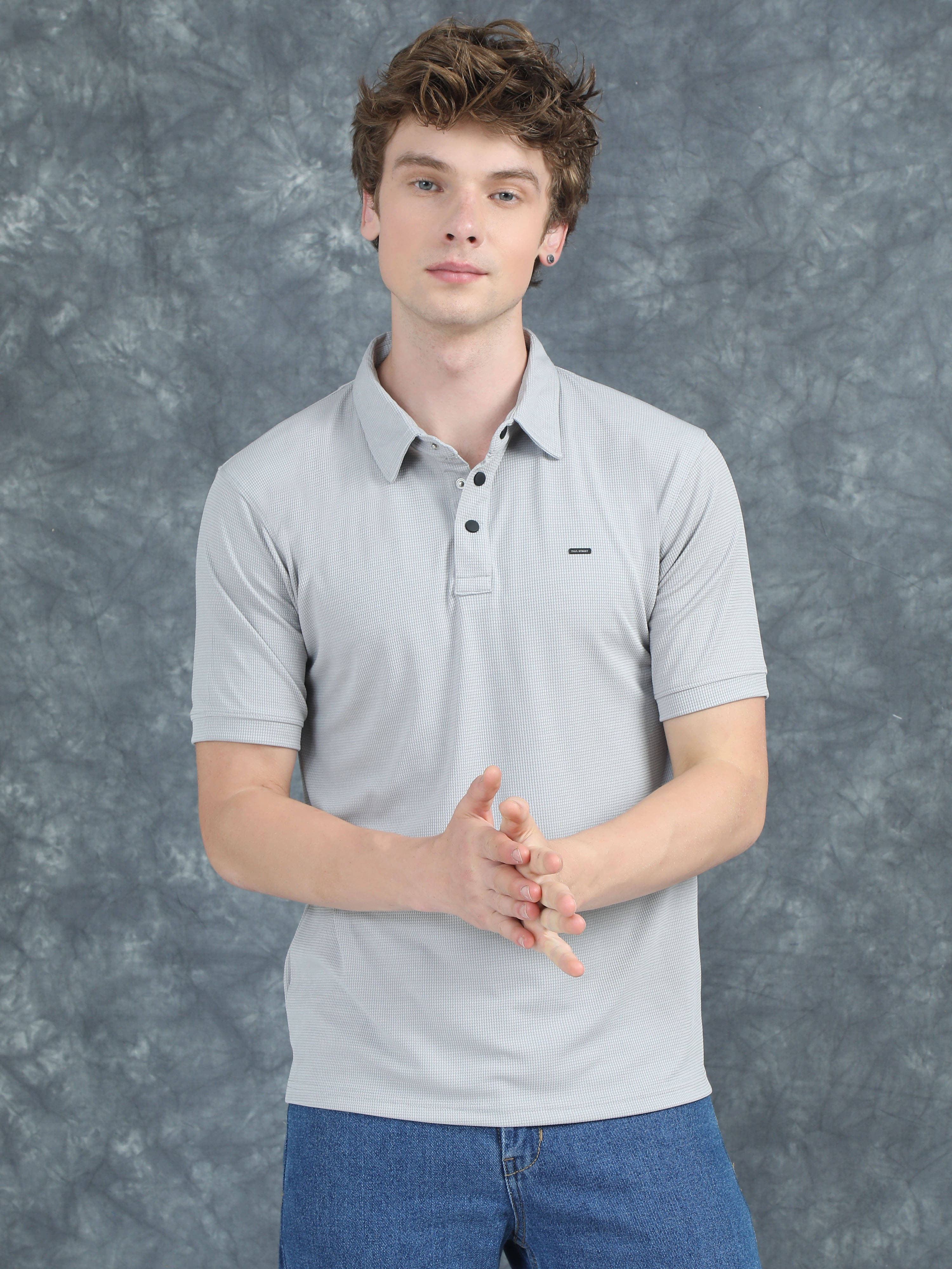 Paul Street Pack of 1 Polyester Slim Fit Self Design Half Sleeves Men's Polo T Shirt ( Grey ) Paul Street Pack of 1 Polyester Slim Fit Self Design Half Sleeves Men's Polo T Shirt ( Grey )