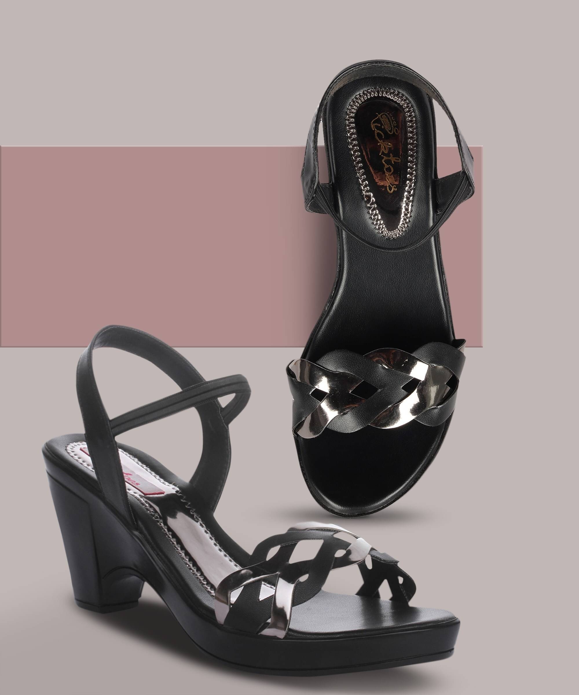 Picktoes Black Women's Sandal Heels     			Picktoes Black Women's Sandal Heels