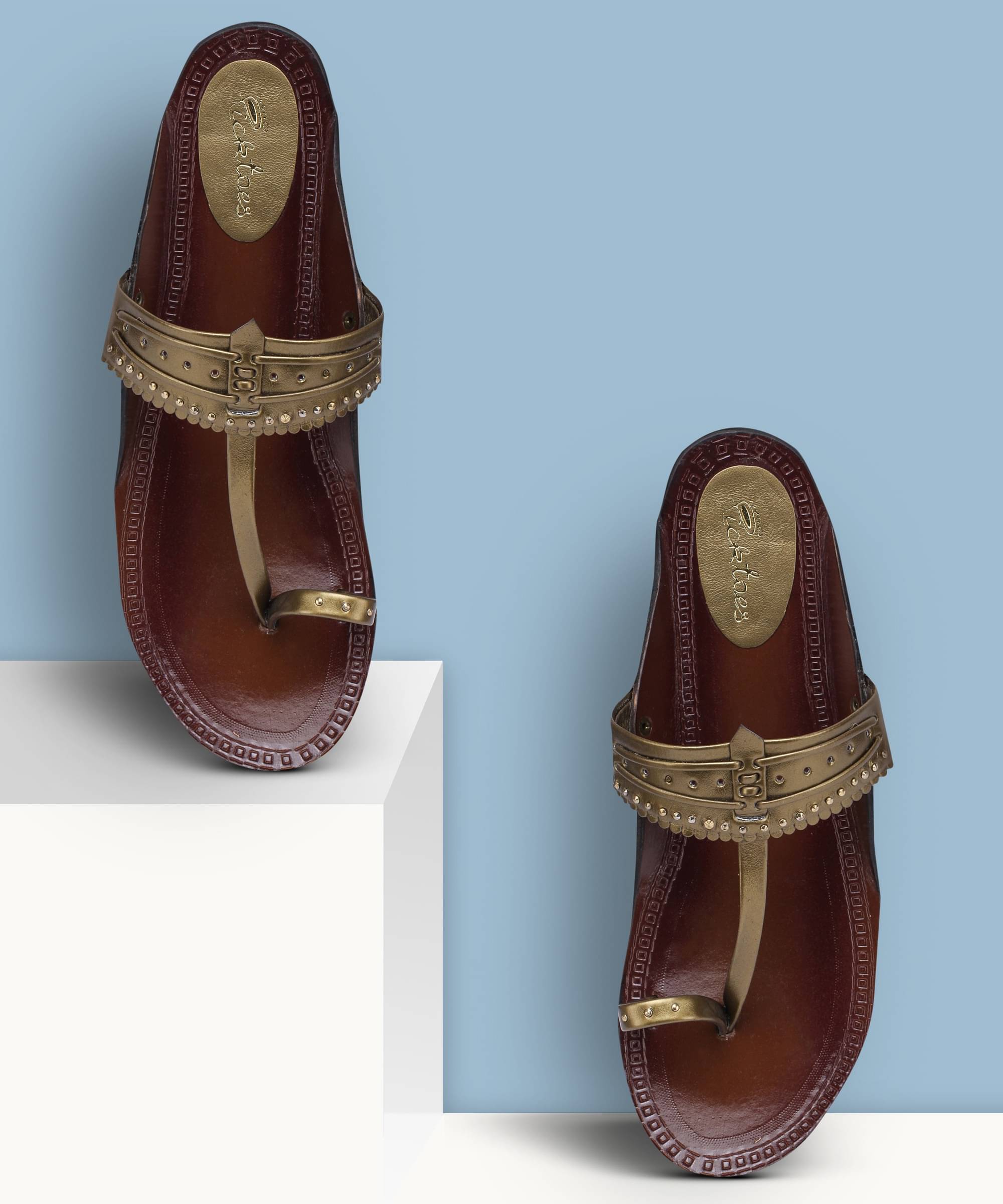     			Picktoes Gold Women's Flats
