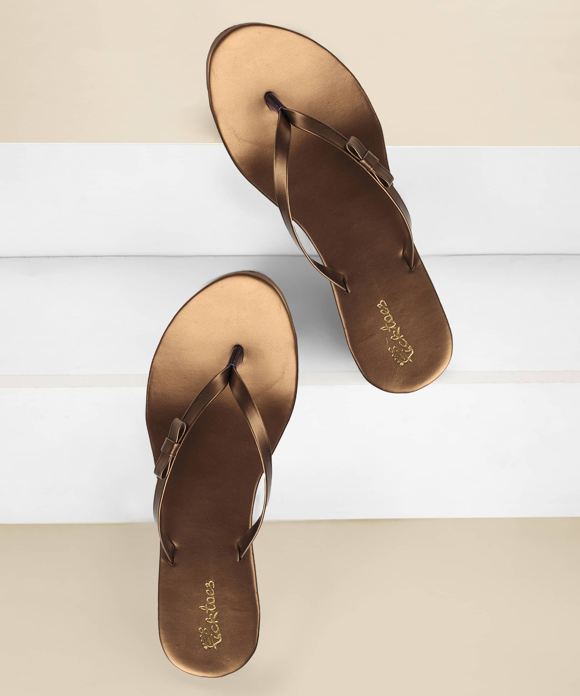     			Picktoes Gold Women's Flats