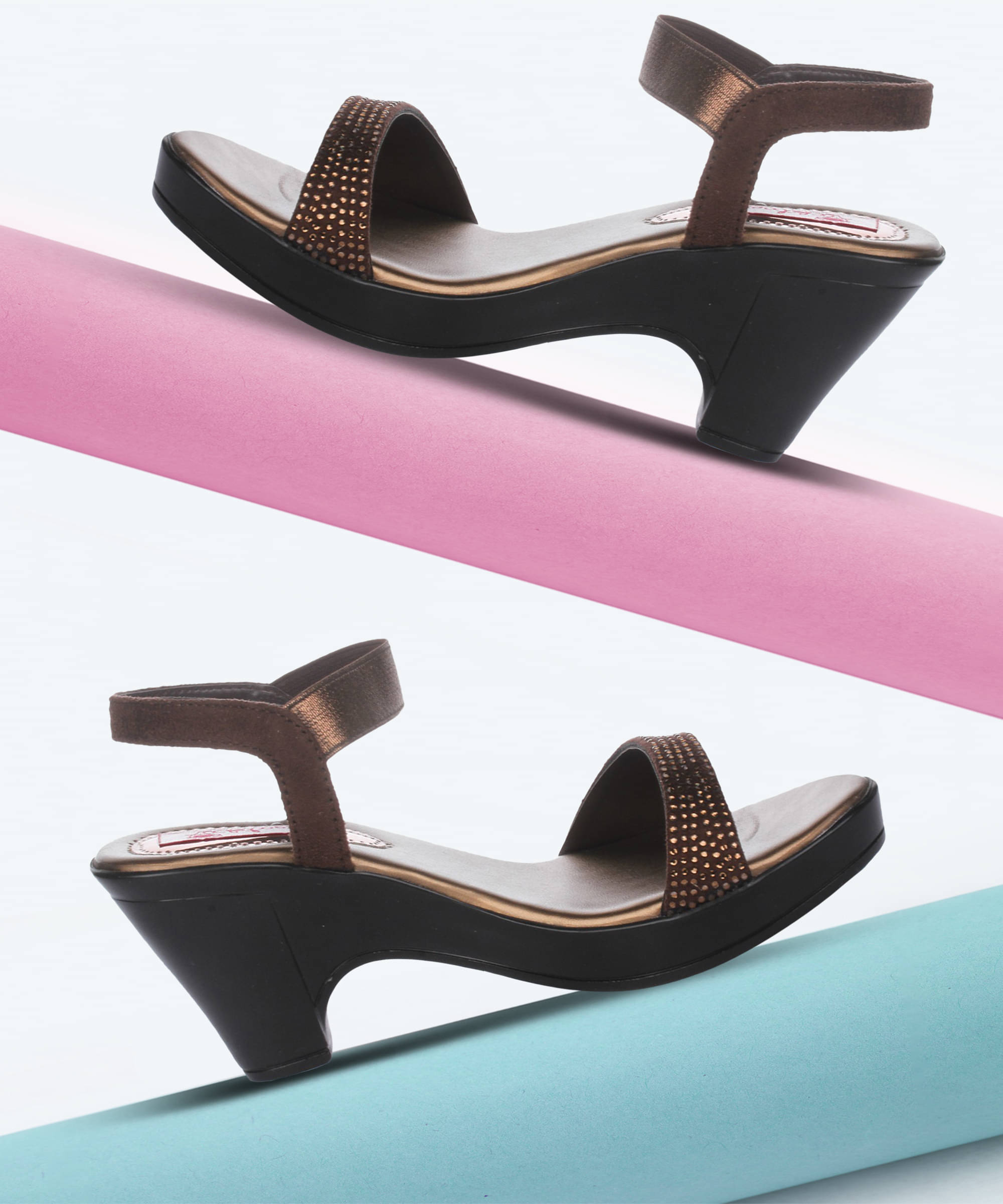     			Picktoes Gold Women's Sandal Heels
