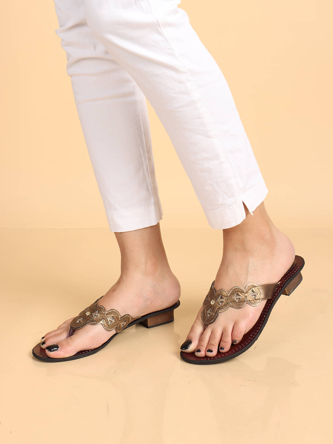 Picktoes Gold Women's Sandal Heels - Heels | Buy online on ZillyBuy
