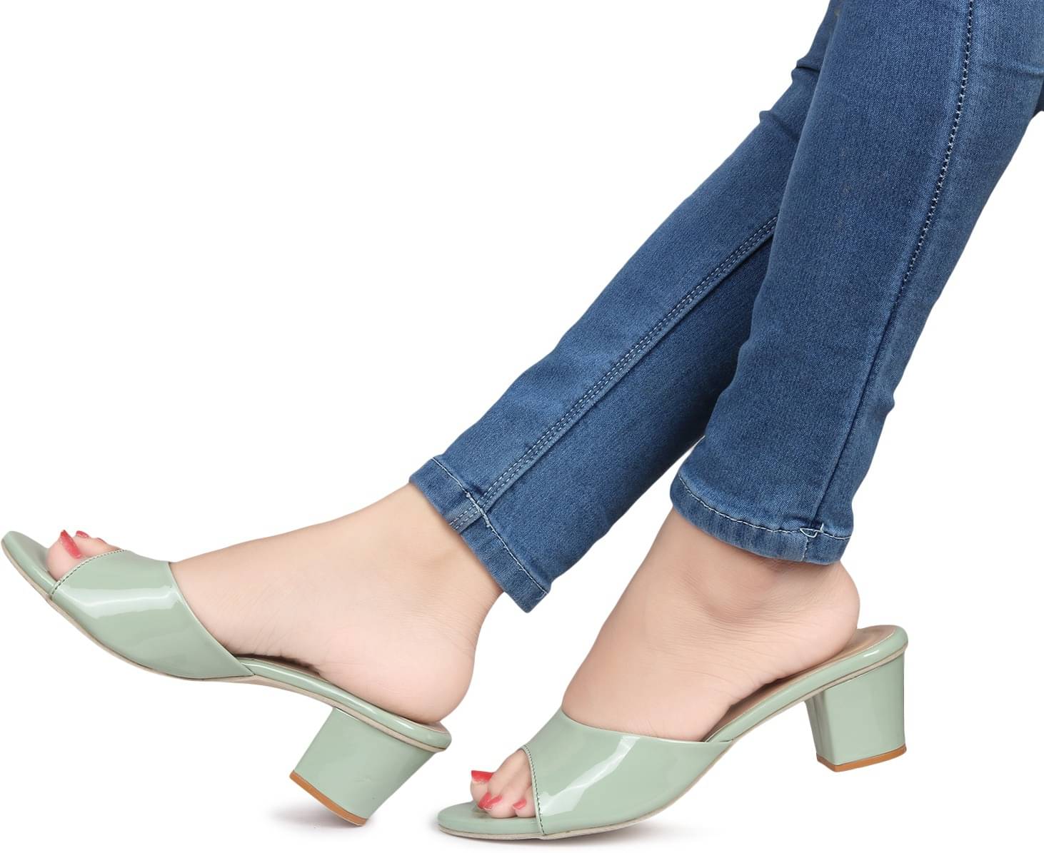     			Picktoes Green Women's Sandal Heels