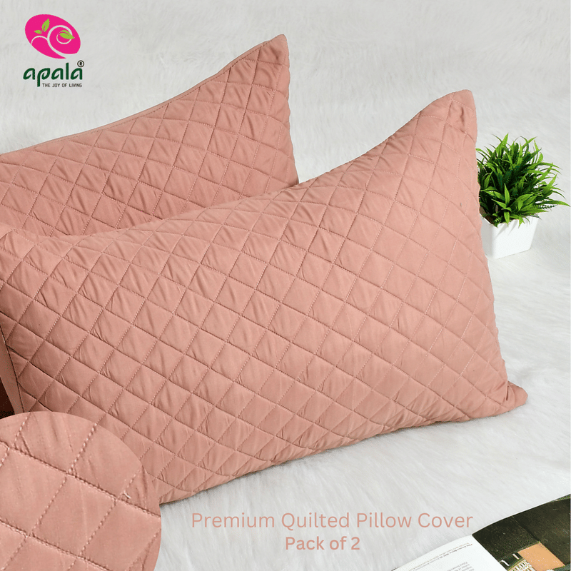 Apala - Pack of 2 Microfiber Solid Quilted Standard Size Pillow Cover ( 68.58 cm(27) x 43.18 cm(17) ) - Peach Apala - Pack of 2 Microfiber Solid Quilted Standard Size Pillow Cover ( 68.58 cm(27) x 43.18 cm(17) ) - Peach