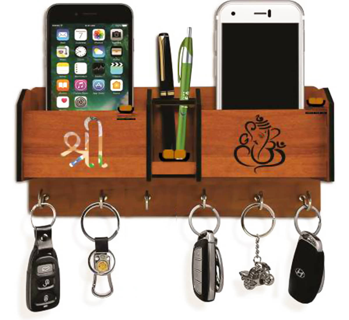 Arpita Crafts Beige Wood Key Holder - Pack of 1
