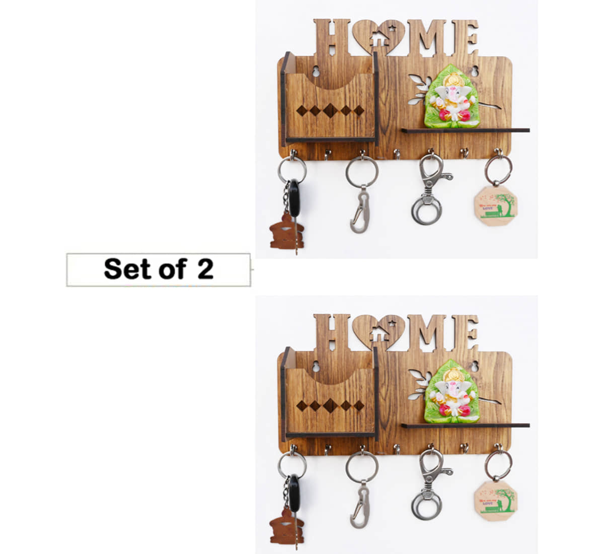 Arpita Crafts Beige Wood Key Holder - Pack of 2