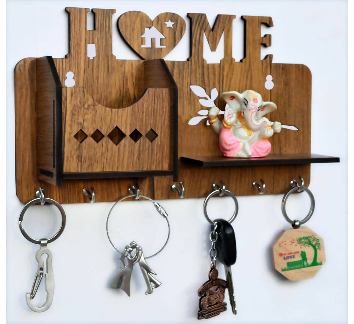 Arpita Crafts Beige Wood Key Holder - Pack of 1