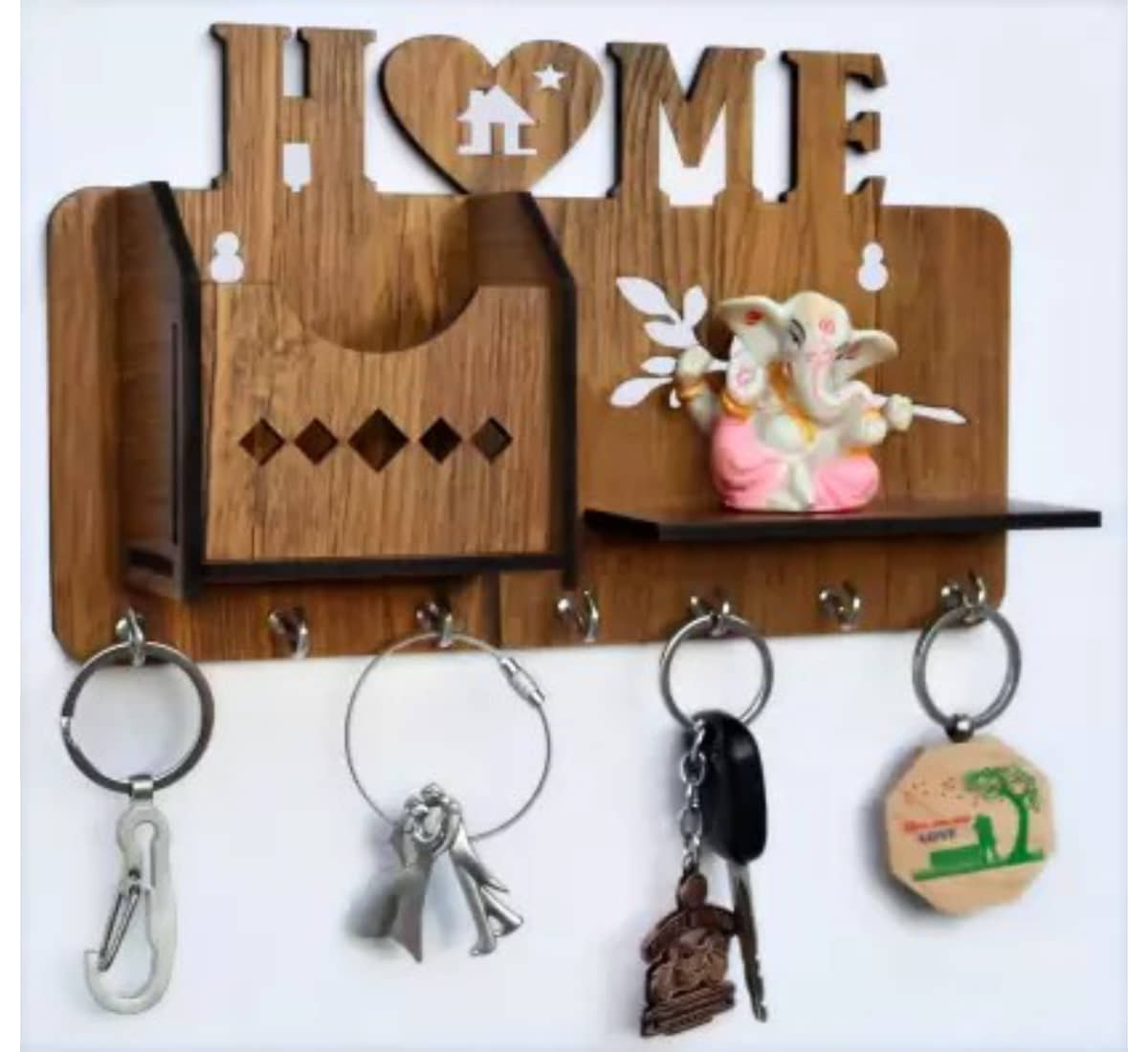 Arpita Crafts Beige Wood Key Holder - Pack of 1