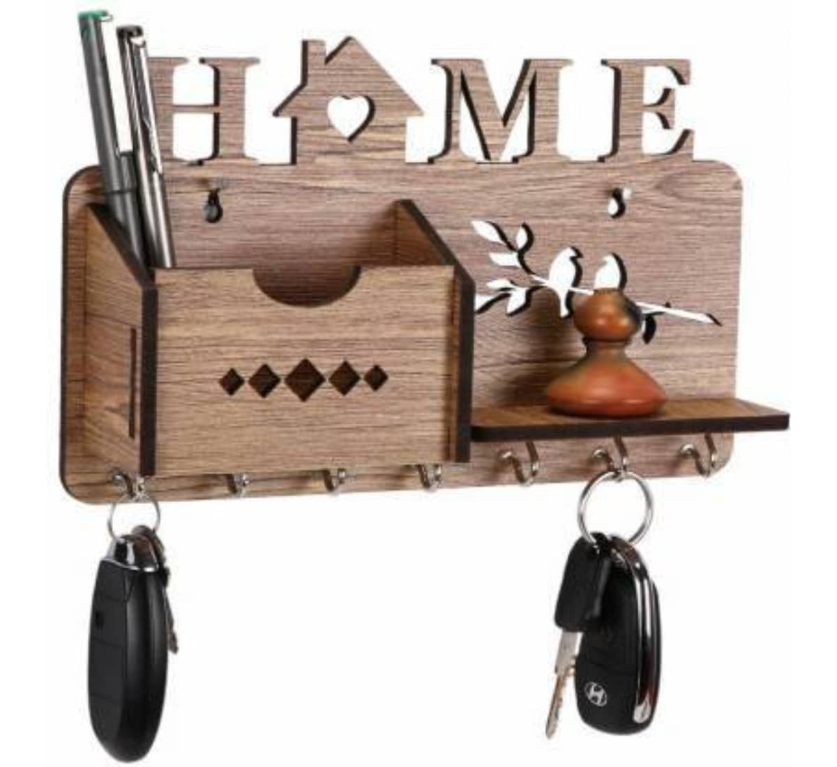 Arpita Crafts Beige Wood Key Holder - Pack of 1
