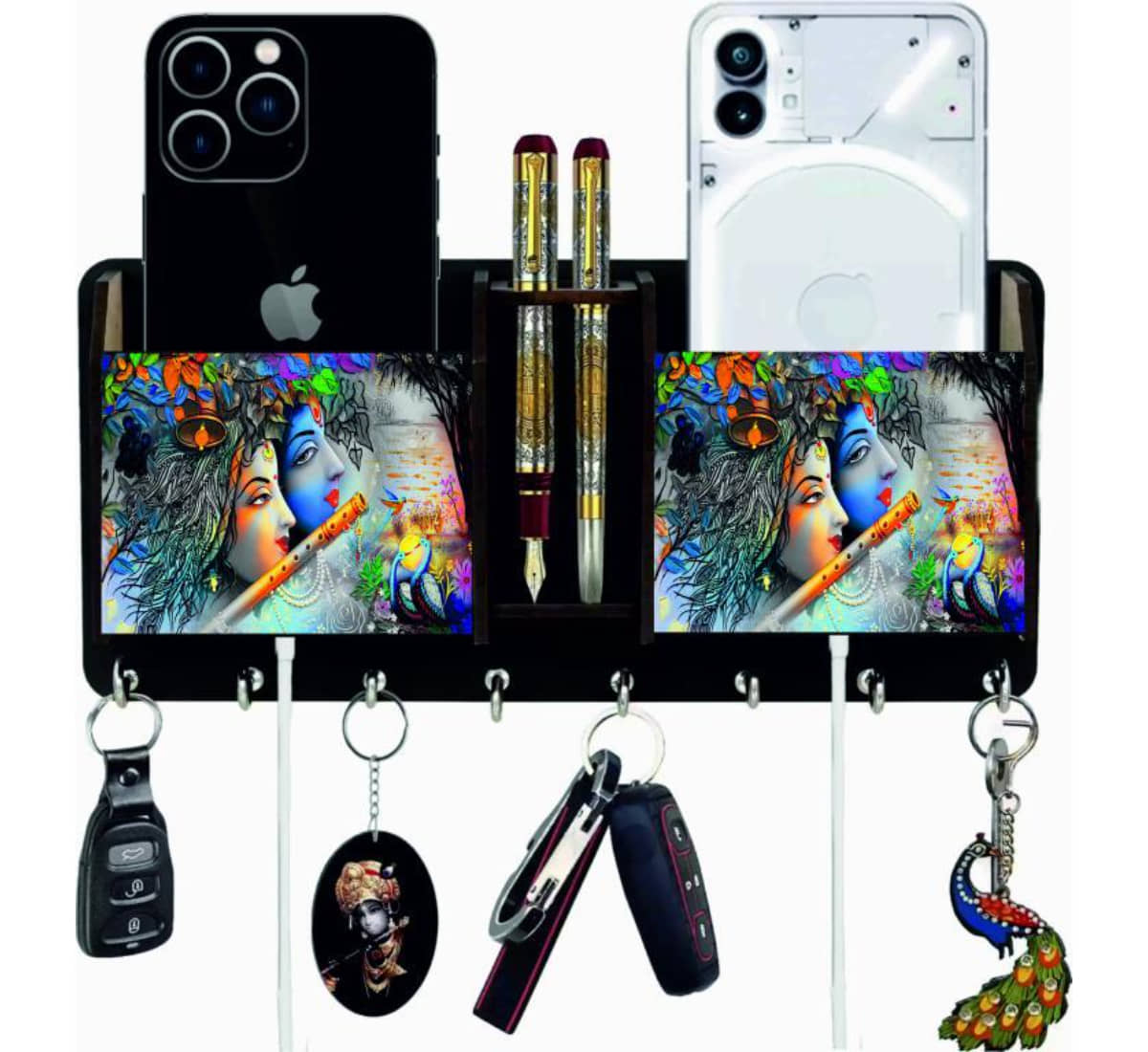 Arpita Crafts Black Wood Key Holder - Pack of 1