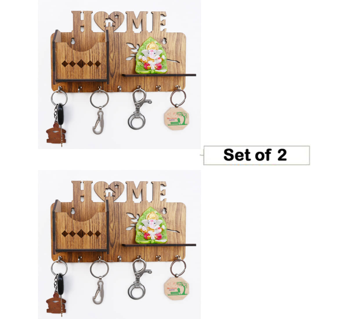Arpita Crafts Brown Wood Key Holder - Pack of 2