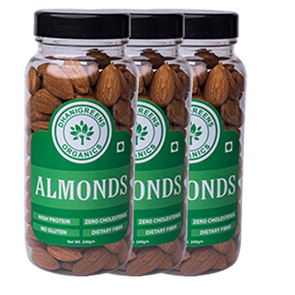 DHANIGREENS ORGANICS Almond (Badam) 720 g Pack of 3 DHANIGREENS ORGANICS Almond (Badam) 720 g Pack of 3