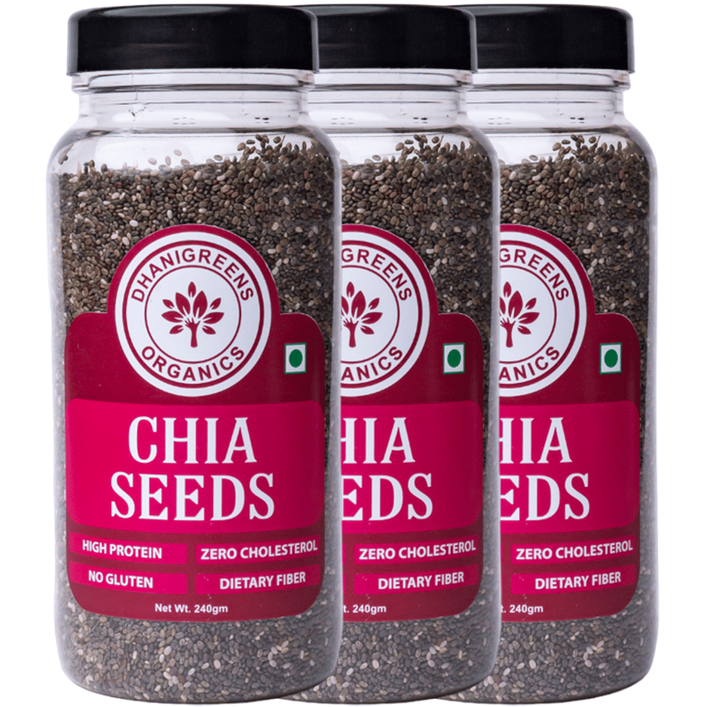 DHANIGREENS ORGANICS Chia Seeds 720 g Pack of 3 DHANIGREENS ORGANICS Chia Seeds 720 g Pack of 3